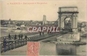 Postcard Valencia Old suspension bridge and general view
