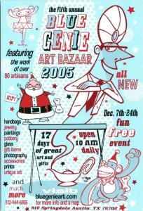 Austin, TX Texas 2005 5TH ANNUAL BLUE GENIE ART BAZAAR 4X6 Advertising Postcard