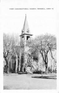 GRINNELL, IA Iowa  FIRST CONGREGATIONAL CHURCH  Poweshiek Co   c1940's Postcard