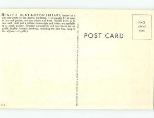 Unused Pre-1980 LIBRARY SCENE San Marino California CA hs2272