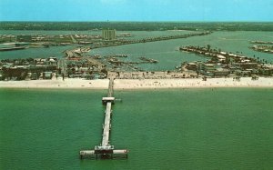 Vintage Postcard Airview Clearwater Beaches Big Pier 60 Florida Gulf of Mexico