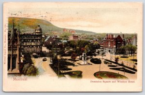 1905 Dominion Square And Windsor Hotel Montreal Canada Grounds Posted Postcard