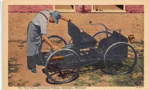 First Ford Car Greenfield Village Dearborn Michigan linen postcard