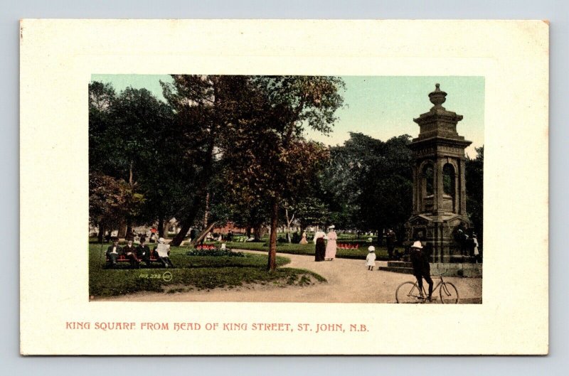 St John New Brunswick Canada King Square & Street Downtown DB Postcard 