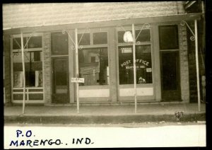 RPPC  Marengo Indiana IN - Post Office Street View - UNP Postcard T17