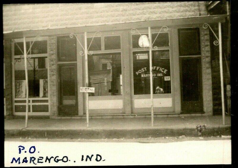 Vtg RPPC 1940s Marengo Indiana IN Post Office Street View UNP
