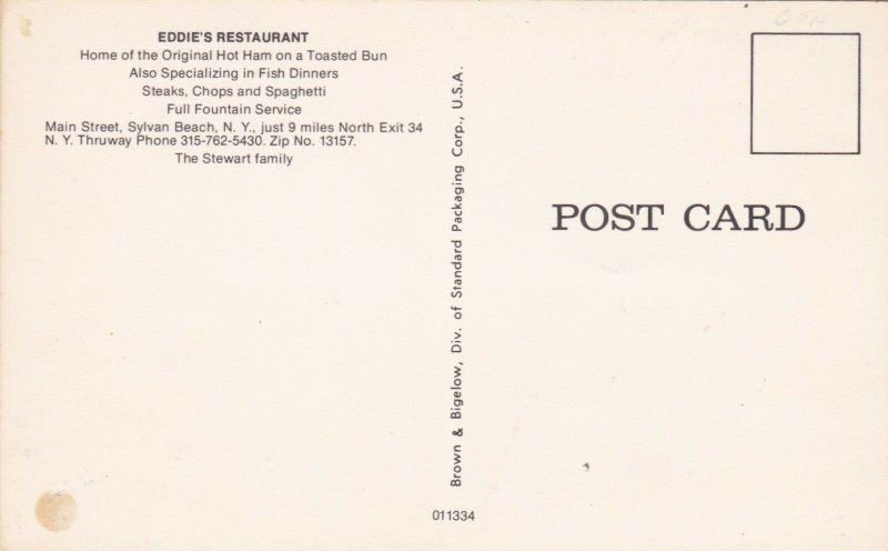 New York Sylvan Beach Eddie's Restaurant Main Street sk1302