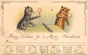 Many Wishes for a Merry Christmas, Ping Pong Artist Louis Wain writing on back 