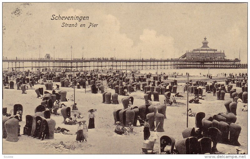 Scheveningen , Netherlands, PU-1907 ; Strand en Pier