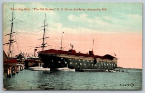 US Navy  Annapolis Maryland  Receiving Ship Old Santee  Naval Academy Postcard