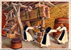 Postcard Art Homualk France Brittany  Monks at Wine Press at Clos du Vougeot