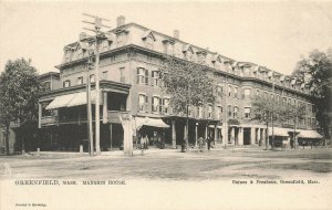 Greenfield MA Mansion House Storefronts Tuck Postcard
