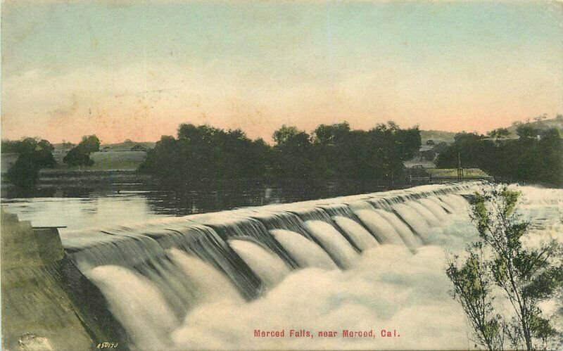 California C-1910 Merced Falls Postcard Cody Rieder hand colored 7621