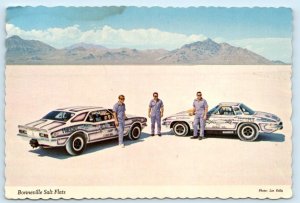 BONNEVILLE SALT FLATS, UT ~ Camaro BILL HIELSCHER Corvette 4x6 Postcard c1970s