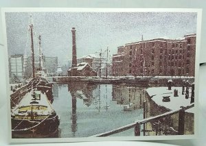 Snowy Day Canning Half Tide Dock Liverpool Vintage Art Postcard by Frank Green