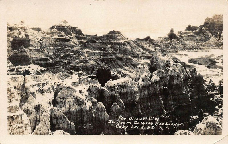 LEAD SOUTH DAKOTA~BADLANDS-THE SILENT CITY-REAL PHOTO POSTCARD