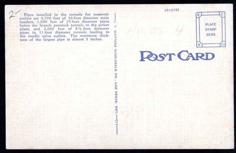 Arizona BOULDER DAM Spillway and Highway Bridge - LINEN