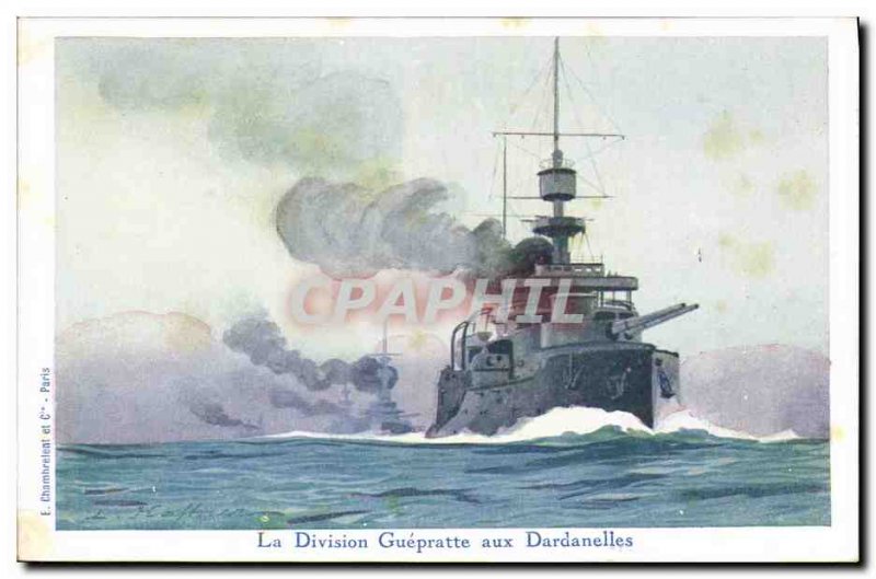 Old Postcard Illustrator Haffner Warship The Guepratte Division at Gallipoli