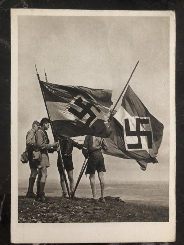 1939 Berlin Germany RPPC Postcard cover the flags flutter in the storm