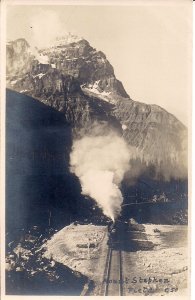 RPPC CANADA Mount Stephen BC, Yoho Nat. Park, Steam locomotive, RR Train 1910's