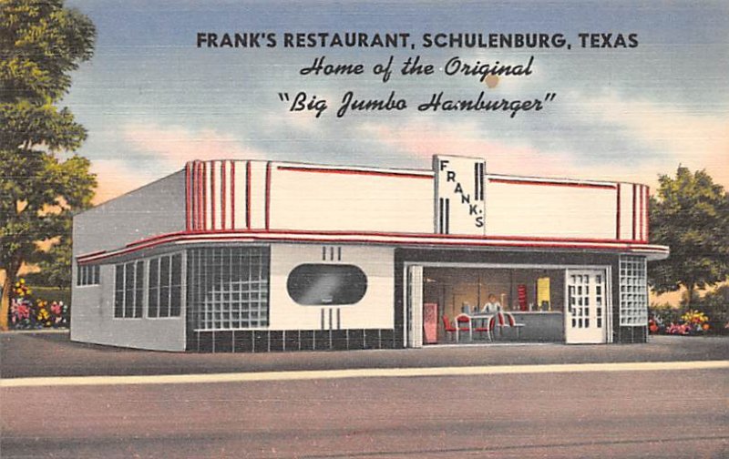 Frank's Restaurant Big Jumbo Hamburger, Linen - Schulenburg, Texas TX  