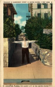 USA St Augustine Oldest City In America Florida Linen Postcard 08.67