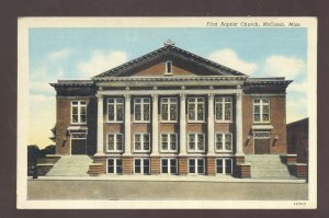 MCCOMB MISSISSIPPI FIRST BAPTIST CHURCH VINTAGE POSTCARD