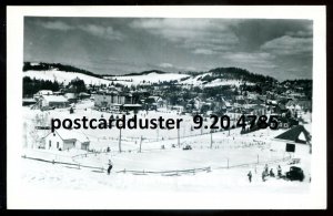 h4024- STE AGATHE DES MONTS Que 1950s Panoramic View. Skiing Real Photo Postcard