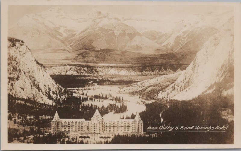 RPPC Postcard Bow Valley & Banff Springs Hotel Canada