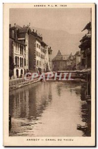 Old Postcard Annecy Canal thiou Agenda PLM 1928