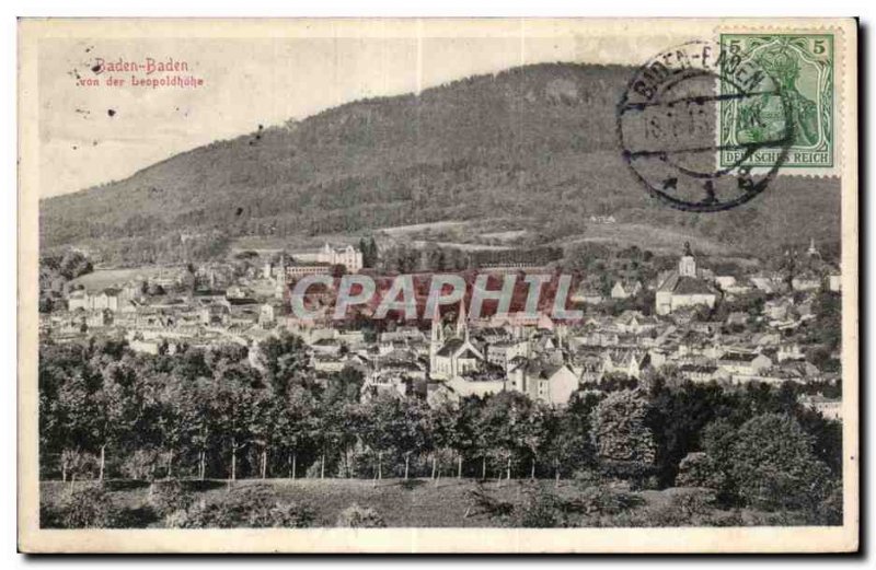 Old Postcard Baden Baden von der leopoldhohn