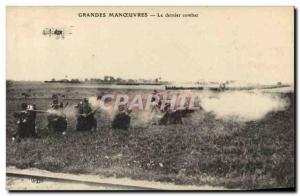 Old Postcard The Army maneuvers last fight