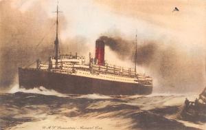 White Star Line Cunard Ship Post Card, Old Vintage Antique Postcard RMS Lanca...