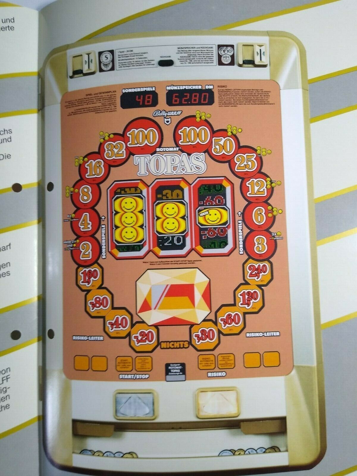 Bally Wulff Rotomat Topas Slot Machine Flyer Original German Text
