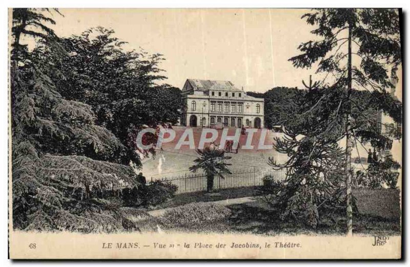 Old Postcard Le Mans View Place des Jacobins The Theater