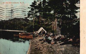Vintage Postcard 1911 Scene Of Forest Camping In Adirondacks Mountain New York