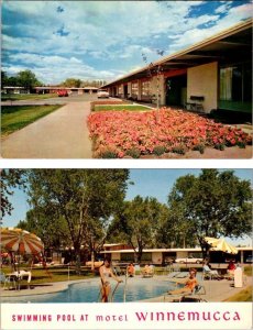 2~Chrome Postcards  Winnemucca, NV Nevada  MOTEL WINNEMUCCA & POOL  Roadside
