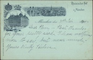 Munchen Germany Rheinischer Hof 1900 Used Postcard