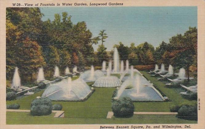 Delaware Wilmington View of Fountain In Water Garden Longwood Gardens Curteich