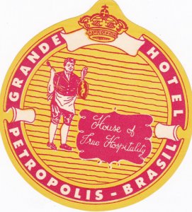 Brasil Petropolis Grande Hotel Vintage Luggage Label sk3084