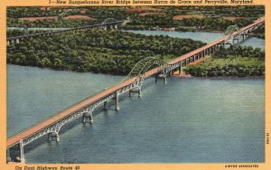 Vintage Postcard 1920's New Susquehanna River Bridge Perryville Maryland MD