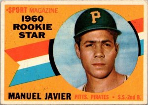 1960 Topps Baseball Card Manuel Javier Pittsburgh Pirates sk10598