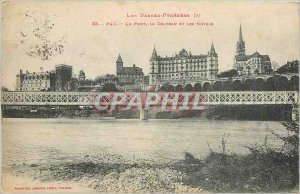 Old Postcard Pau Pont Chateau and Hotels