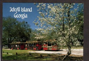 GA Jekyll Island Railroad Train Trolley Cars Georgia Postcard PC