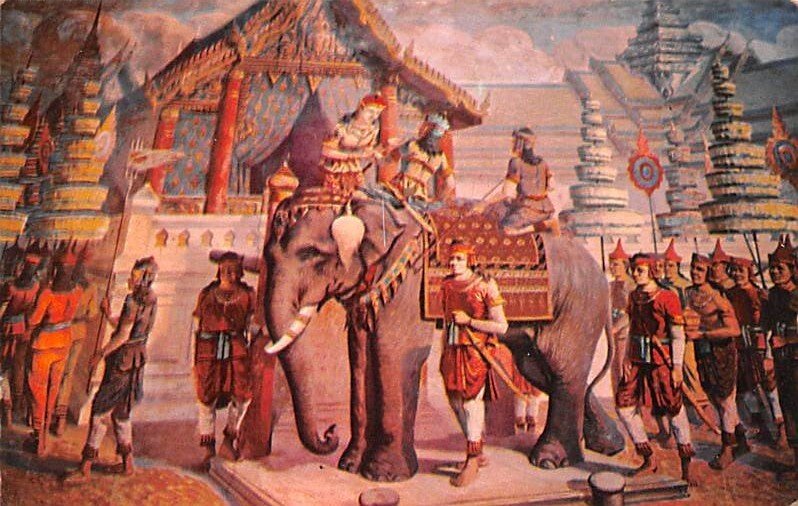 Mural Painting around the wall of Bot, Wat Rajathivas Bangkok Thailand Unused 