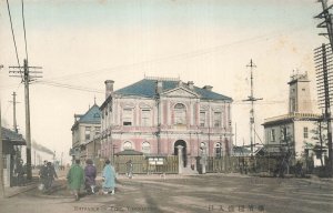 YOKOHAMA ENTRANCE OF PIER~1900s TINTED PHOTO POSTCARD