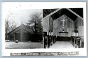 c1950s Chapel Lutheran Church Camp Long Lake Clintonville WI RPPC Photo Postcard