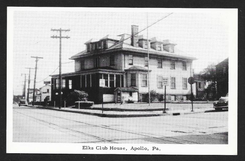 Elks Club Street View Apollo PA Unused c1940s