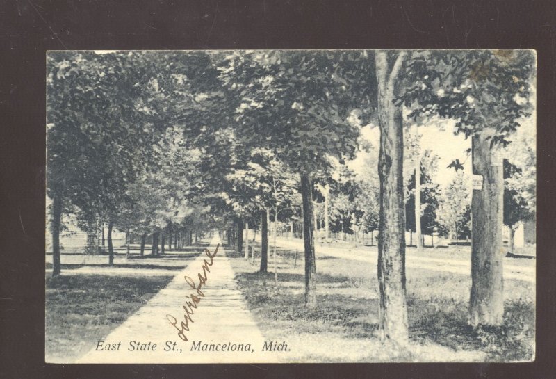 MANCELONA MICHIGAN EAST STATE STREET SCENE VINTAGE POSTCARD 1908