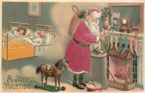 Embossed Silk Applique Santa Claus Christmas Postcard Meissner & Buch